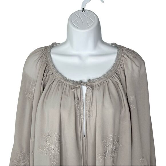 DEX Womens 1X Crochet Inset Embroidered Boho Top NWT - Picture 3 of 13